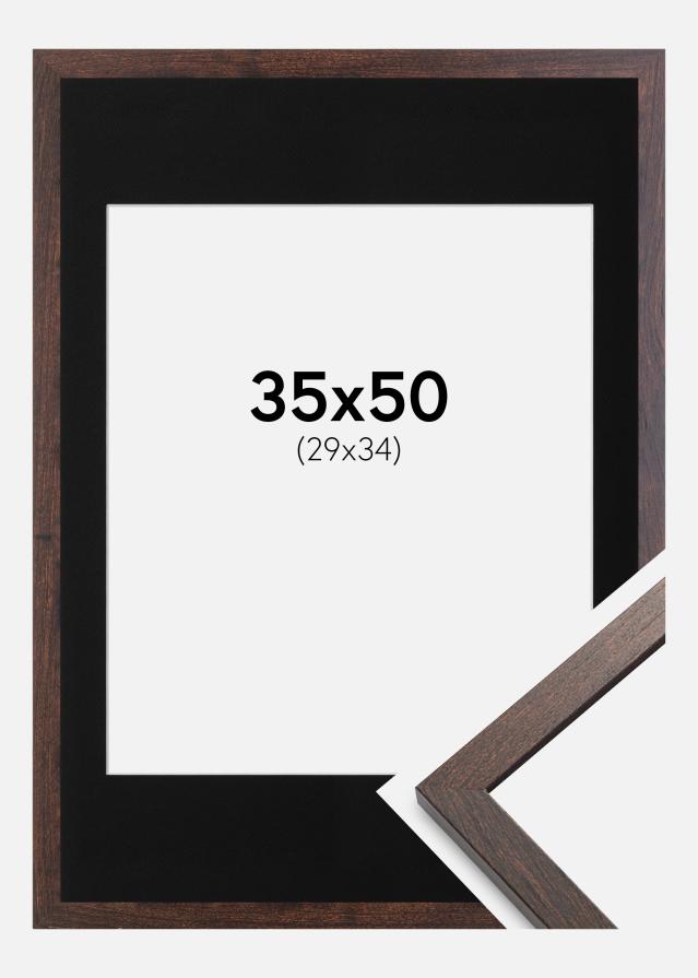 Ram med passepartou Frame Trendy Walnut 35x50 cm - Picture Mount Black 30x35 cm