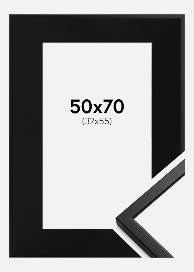 Ram med passepartou Frame Oslo Black 50x70 cm - Picture Mount Black 33x56 cm