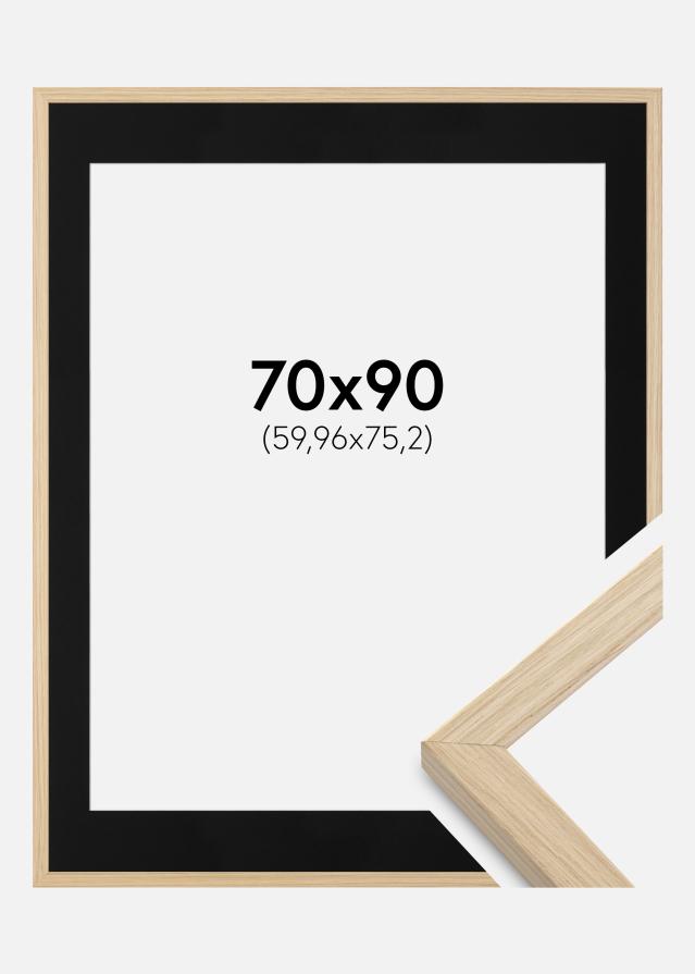 Ram med passepartou Frame Grimsåker Oak 70x90 cm - Picture Mount Black 24x30 inches