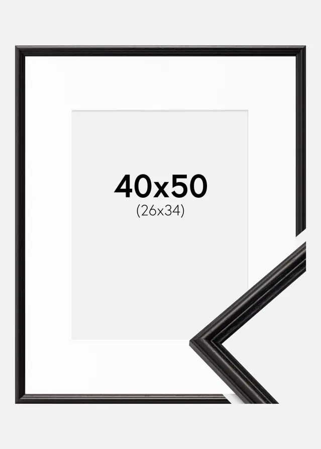 Ram med passepartou Frame Horndal Black 40x50 cm - Picture Mount White 27x35 cm
