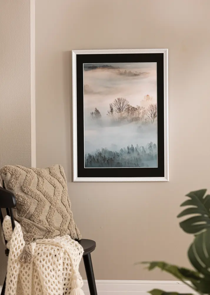 Ram med passepartou Frame Abisko White 60x80 cm - Picture Mount Black 50x60 cm