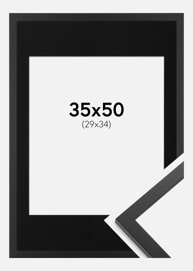 Ram med passepartou Frame Trendy Black 35x50 cm - Picture Mount Black 30x35 cm