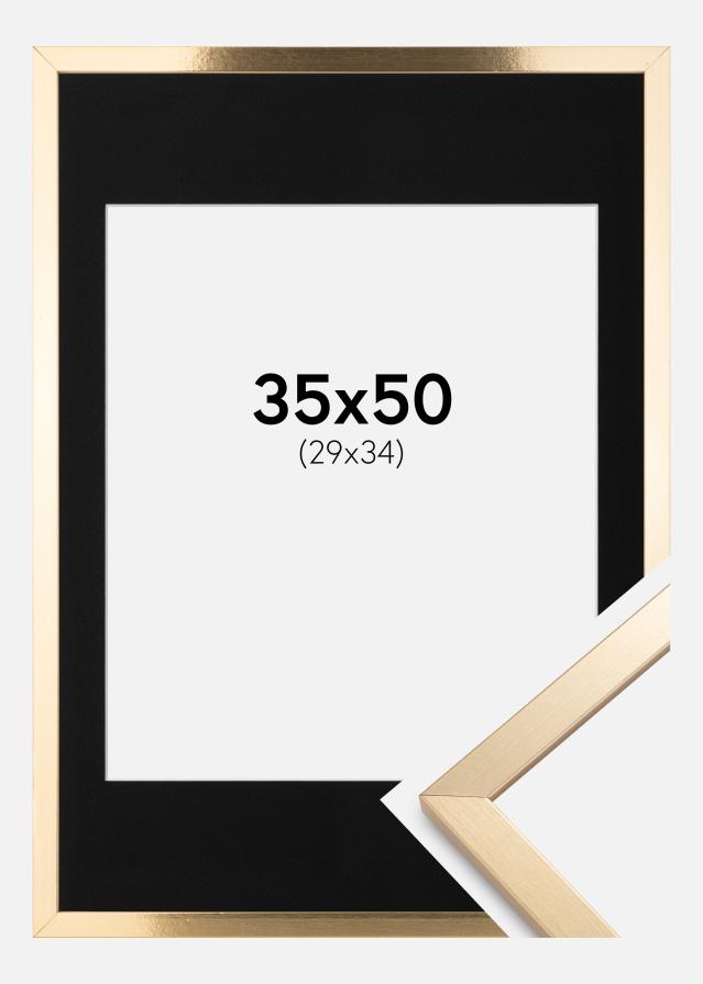 Ram med passepartou Frame Trendy Gold 35x50 cm - Picture Mount Black 30x35 cm