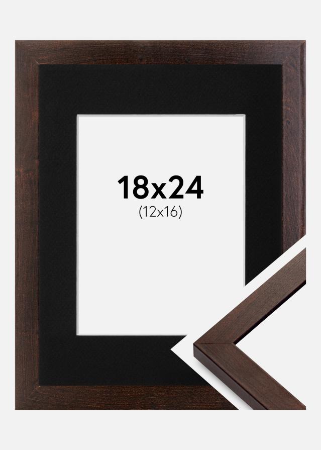 Ram med passepartou Frame Selection Walnut 18x24 cm - Picture Mount Black 13x17 cm