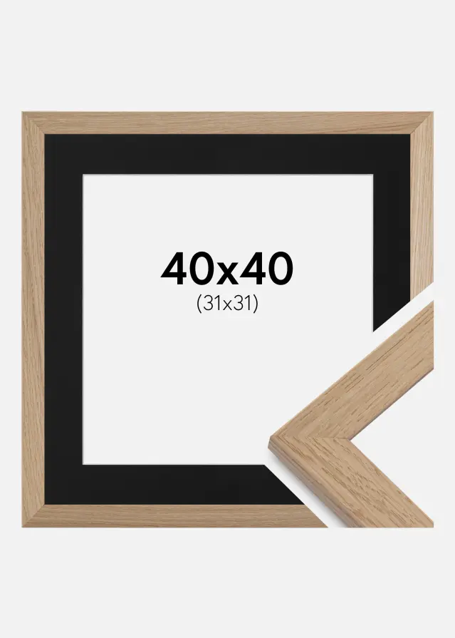 Ram med passepartou Frame Trendline Oak 40x40 cm - Picture Mount Black 32x32 cm