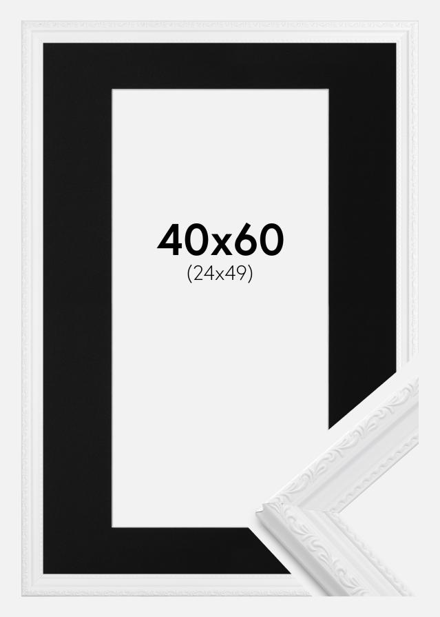 Ram med passepartou Frame Abisko White 40x60 cm - Picture Mount Black 25x50 cm