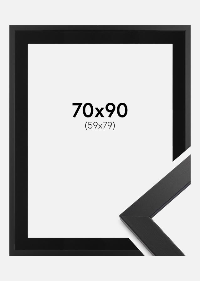 Ram med passepartou Frame Black Wood 70x90 cm - Picture Mount Black 60x80 cm