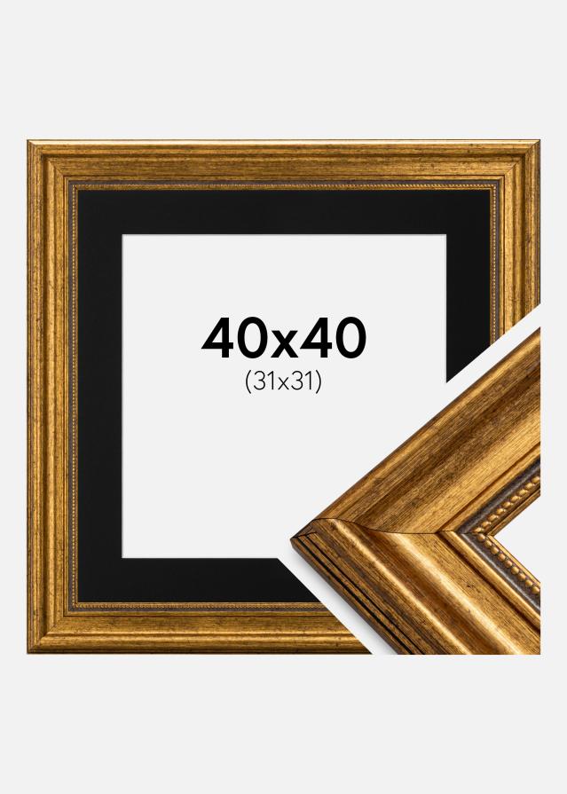 Ram med passepartou Frame Rokoko Gold 40x40 cm - Picture Mount Black 32x32 cm