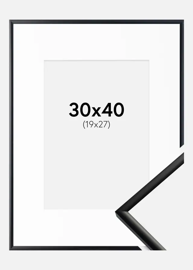 Ram med passepartou Frame New Lifestyle Matt Black 30x40 cm - Picture Mount White 20x28 cm