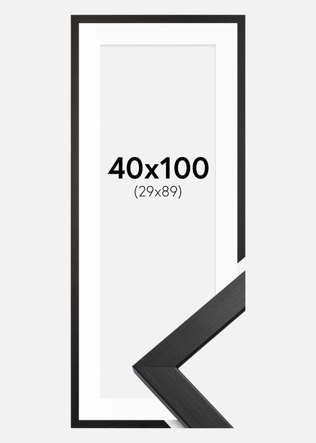 Ram med passepartou Frame Stilren Acrylic Glass Black 40x100 cm - Picture Mount White 30x90 cm