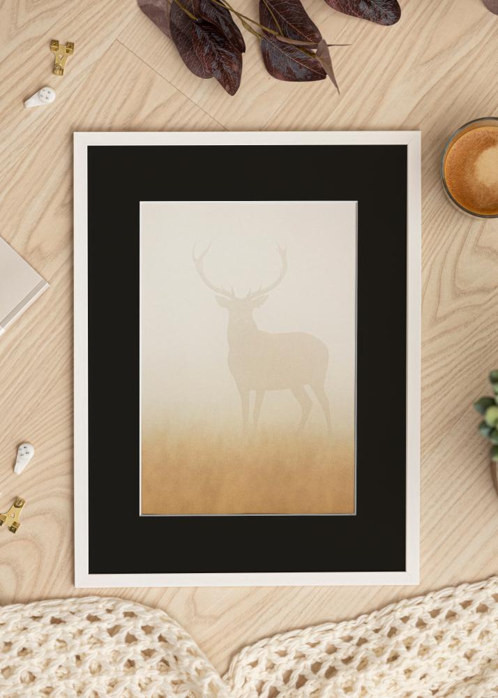 Ram med passepartou Frame Edsbyn White 40x60 cm - Picture Mount Black 30x50 cm