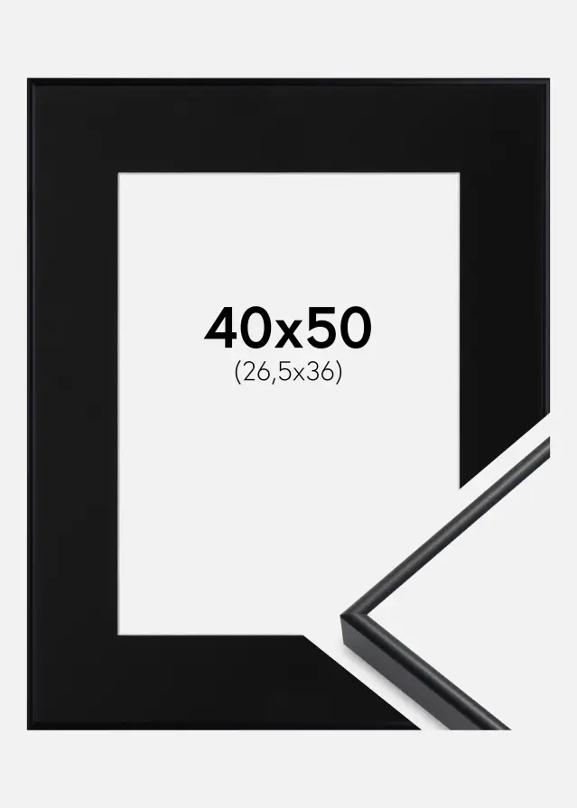 Ram med passepartou Frame Visby White 40x50 cm - Picture Mount Black 27.5x37 cm
