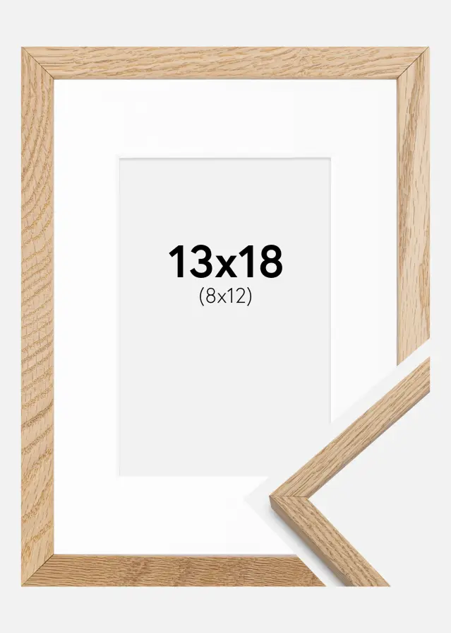 Ram med passepartou Frame Oslo Oak 13x18 cm - Picture Mount White 9x13 cm
