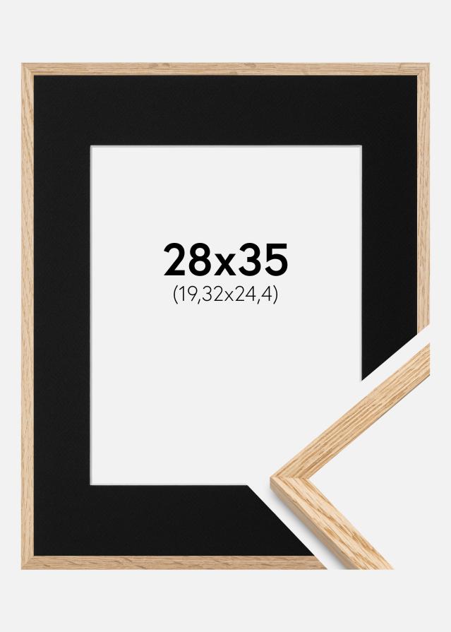 Ram med passepartou Frame Narrow Oak 28x35 cm - Picture Mount Black 8x10 inches