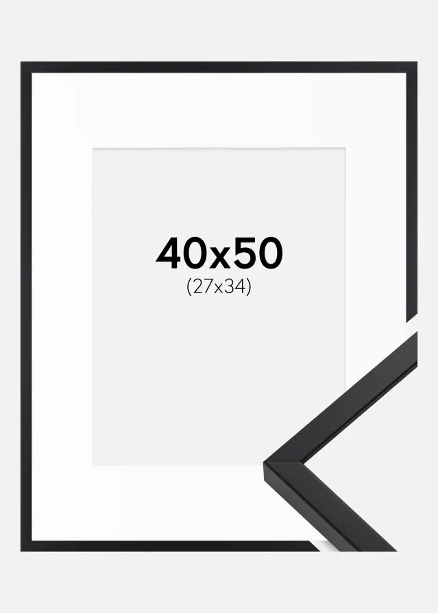 Ram med passepartou Frame E-Line Black 40x50 cm - Picture Mount White 28x35 cm