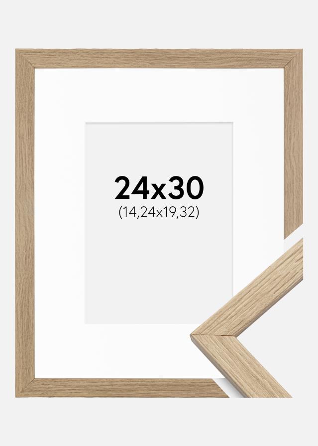 Ram med passepartou Frame Stilren Acrylic Glass Oak 24x30 cm - Picture Mount White 6x8 inches