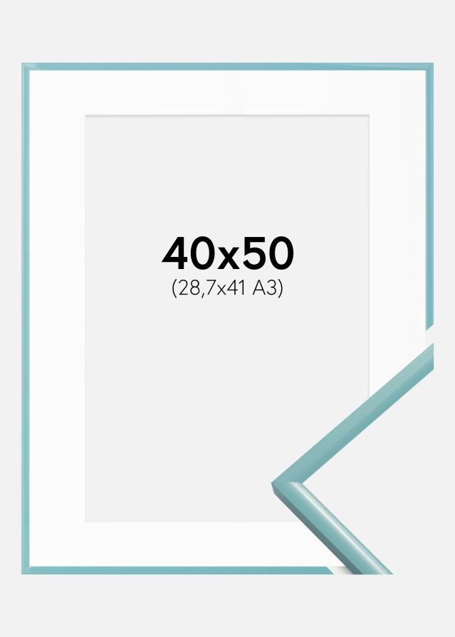 Ram med passepartou Frame New Lifestyle Turquoise 40x50 cm - Picture Mount White 29.7x42 cm (A3)