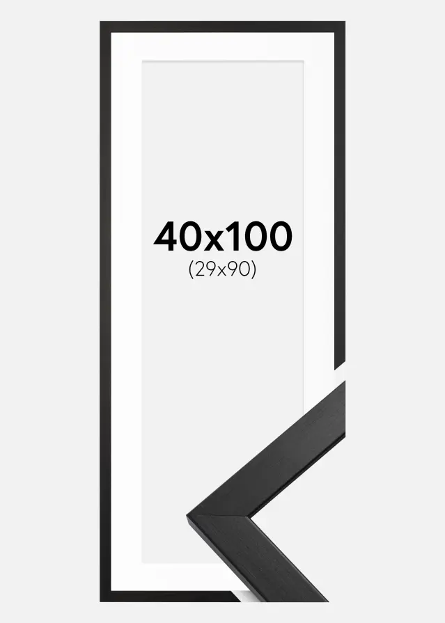 Ram med passepartou Frame Stilren Acrylic Glass Black 40x100 cm - Picture Mount White 30x91 cm
