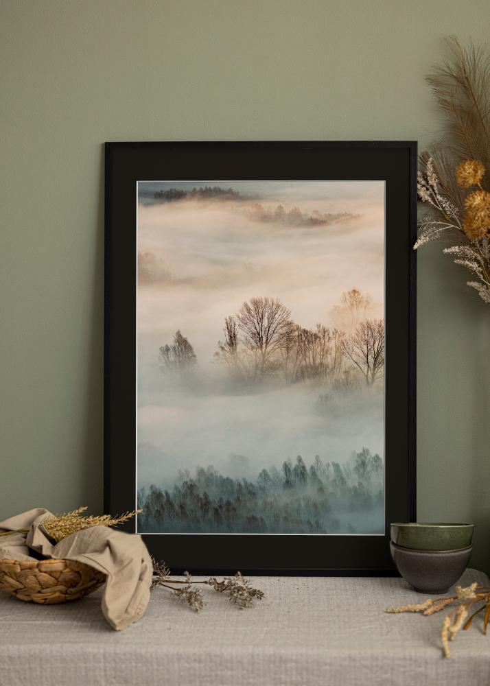 Ram med passepartou Frame Edsbyn Black 40x60 cm - Picture Mount Black 30x50 cm