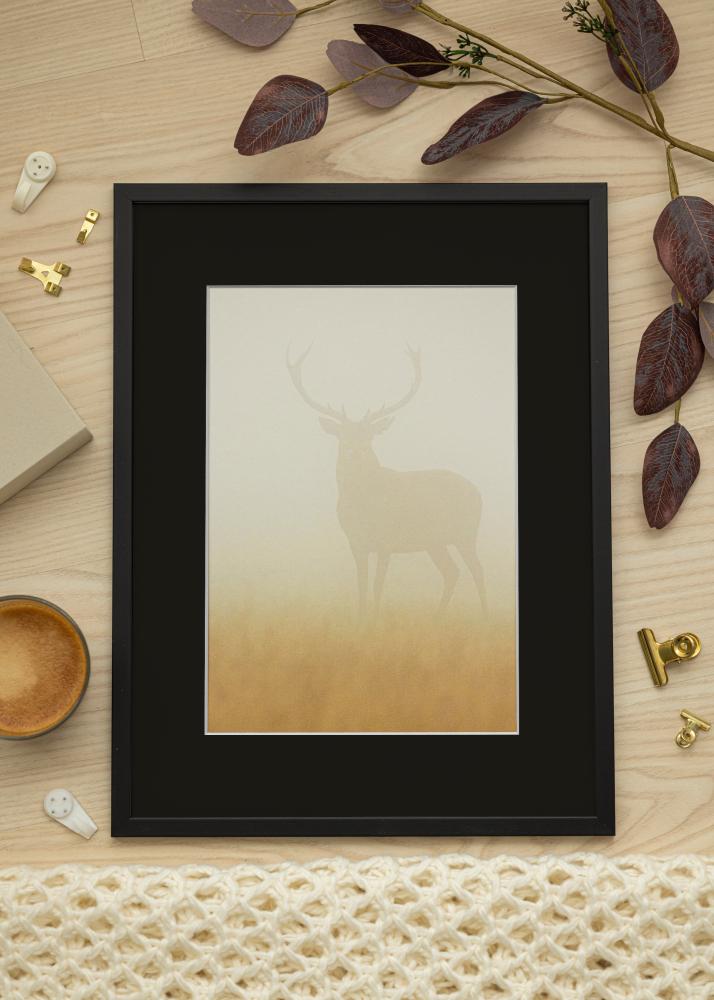 Ram med passepartou Frame Edsbyn Black 40x60 cm - Picture Mount Black 30x50 cm