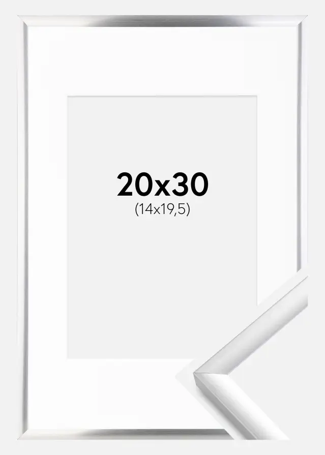 Ram med passepartou Frame New Lifestyle Silver 20x30 cm - Picture Mount White 15x21 cm (A5)