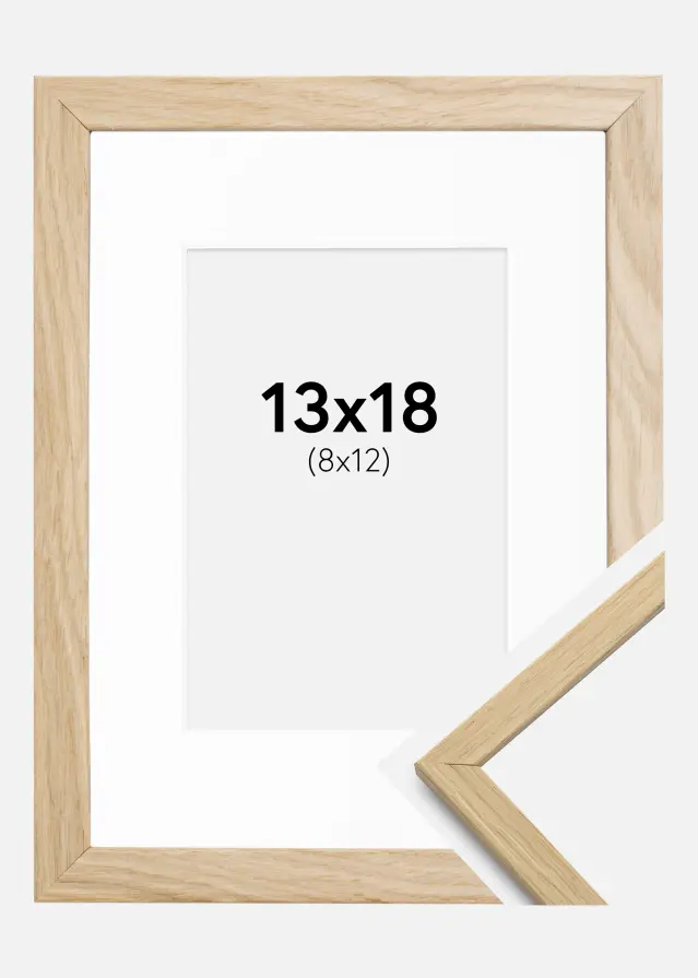 Ram med passepartou Frame Edsbyn Oak 13x18 cm - Picture Mount White 9x13 cm