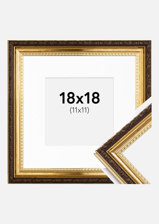 Ram med passepartou Frame Abisko Gold 18x18 cm - Picture Mount White 12x12 cm