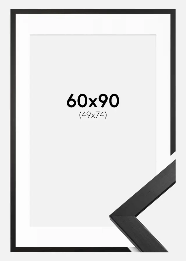 Ram med passepartou Frame Stilren Acrylic Glass Black 60x90 cm - Picture Mount White 50x75 cm