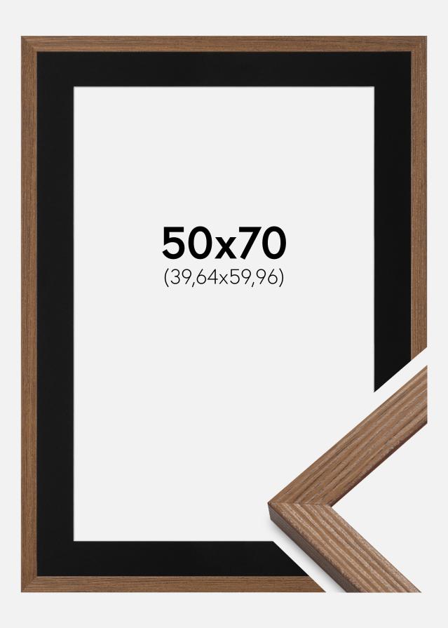 Ram med passepartou Frame Fiorito Dark Oak 50x70 cm - Picture Mount Black 16x24 inches