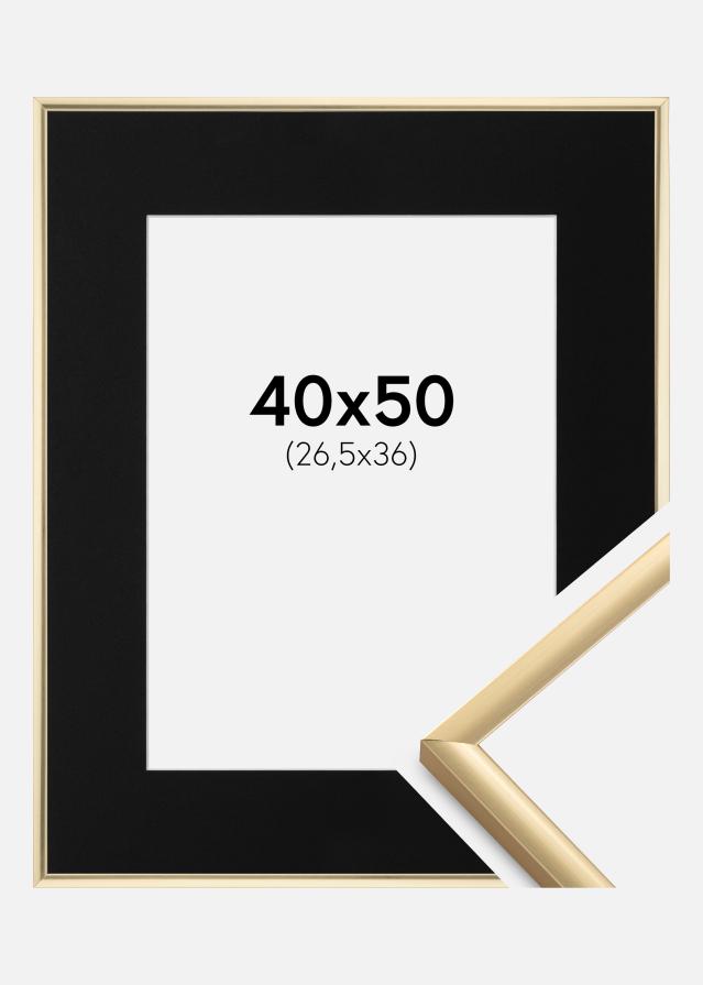 Ram med passepartou Frame New Lifestyle Gold 40x50 cm - Picture Mount Black 27.5x37 cm