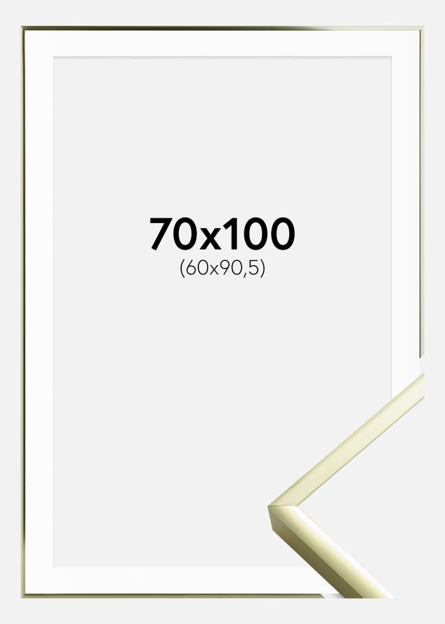 Ram med passepartou Frame Poster Frame Aluminium Gold 70x100 cm - Picture Mount White 61x91.5 cm