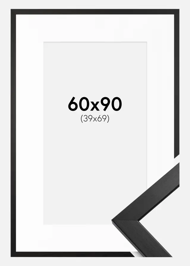 Ram med passepartou Frame Stilren Acrylic Glass Black 60x90 cm - Picture Mount White 40x70 cm