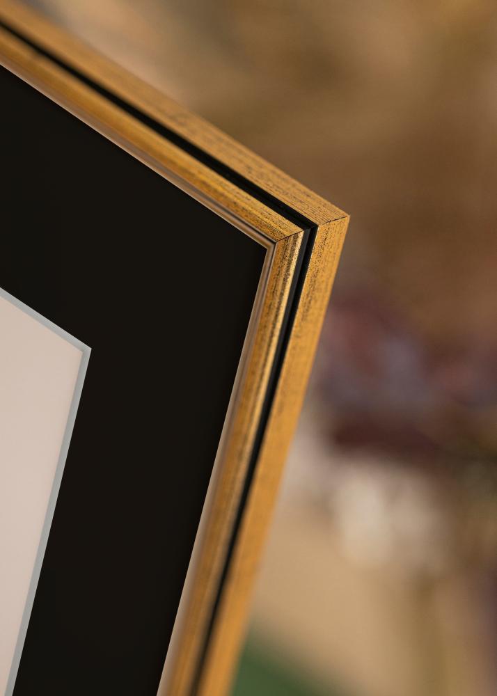 Ram med passepartou Frame Horndal Gold 50x60 cm - Picture Mount Black 14x18 inches