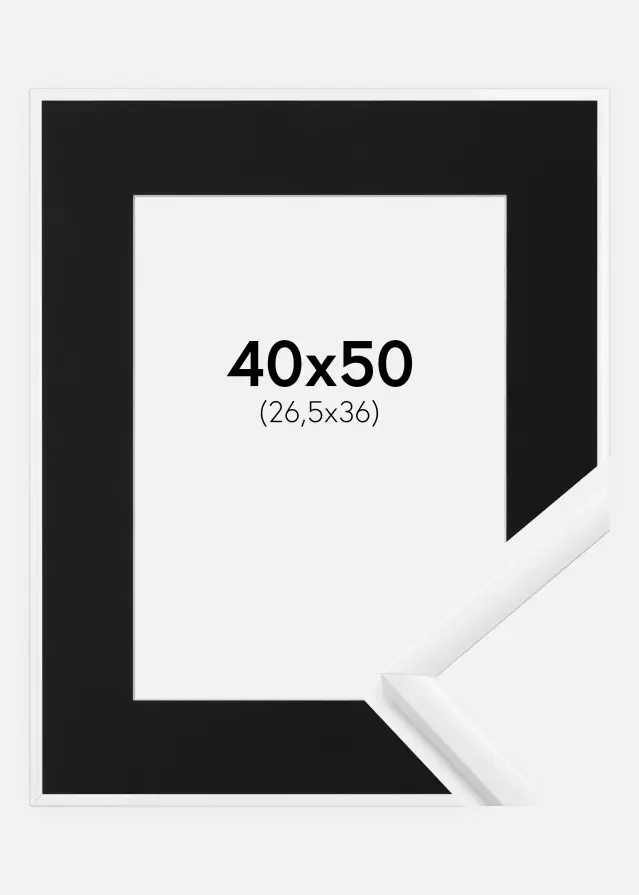 Ram med passepartou Frame New Lifestyle White 40x50 cm - Picture Mount Black 27.5x37 cm