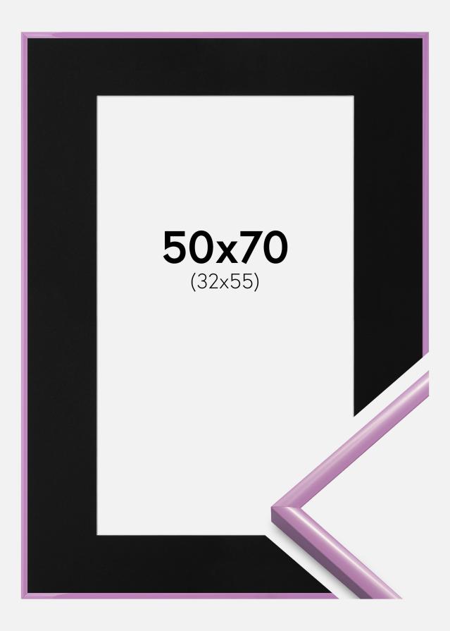 Ram med passepartou Frame New Lifestyle Light Purple 50x70 cm - Picture Mount Black 33x56 cm