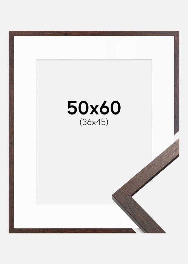 Ram med passepartou Frame Trendy Walnut 50x60 cm - Picture Mount White 37x46 cm