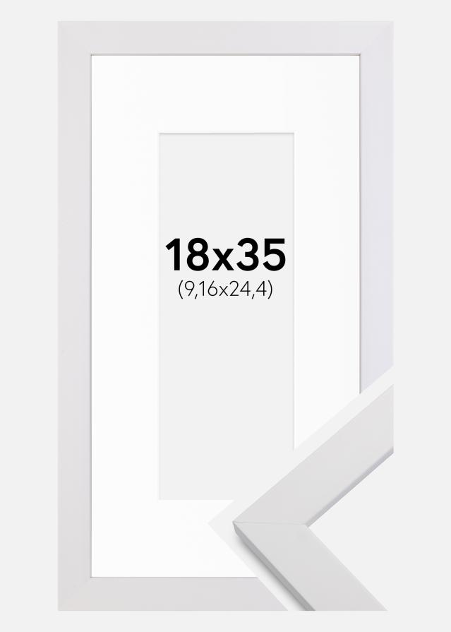 Ram med passepartou Frame White Wood 18x35 cm - Picture Mount White 4x10 inches