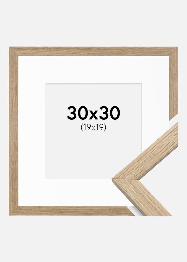 Ram med passepartou Frame Stilren Acrylic Glass Oak 30x30 cm - Picture Mount White 20x20 cm