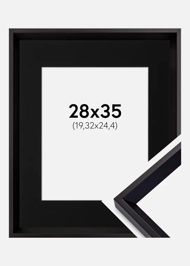 Ram med passepartou Frame Globe Black 28x35 cm - Picture Mount Black 8x10 inches