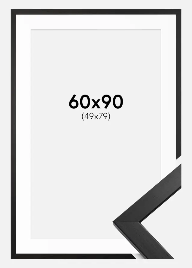 Ram med passepartou Frame Stilren Acrylic Glass Black 60x90 cm - Picture Mount White 50x80 cm