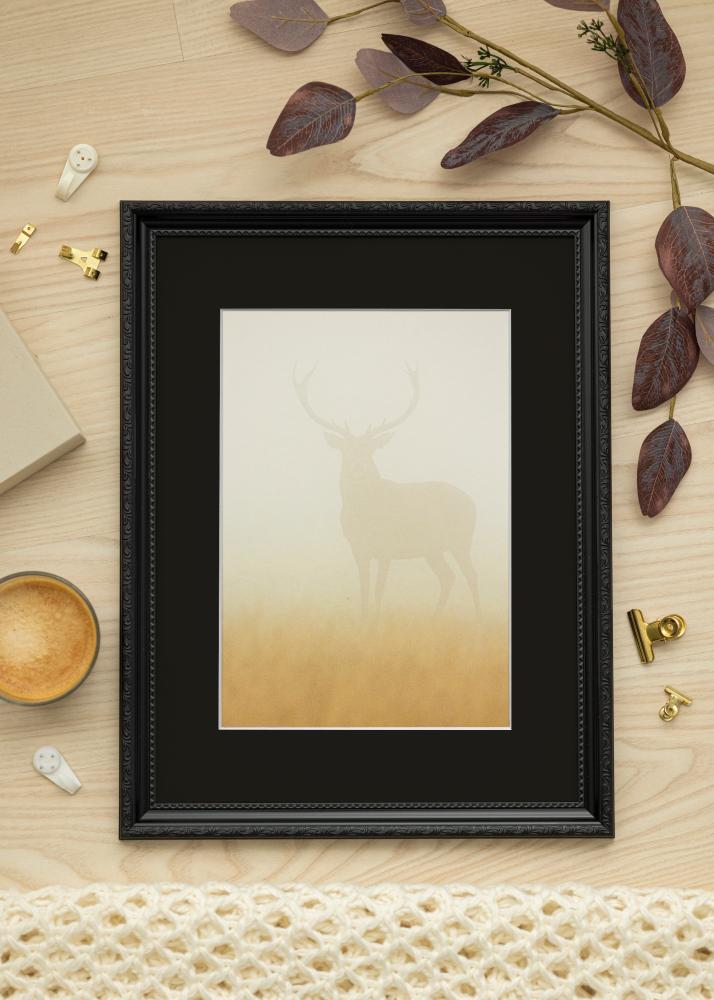 Ram med passepartou Frame Abisko Black 40x50 cm - Picture Mount Black 29.7x42 cm