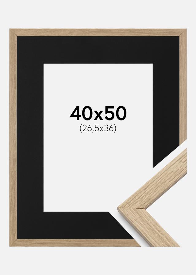 Ram med passepartou Frame Stilren Oak 40x50 cm - Picture Mount Black 27.5x37 cm