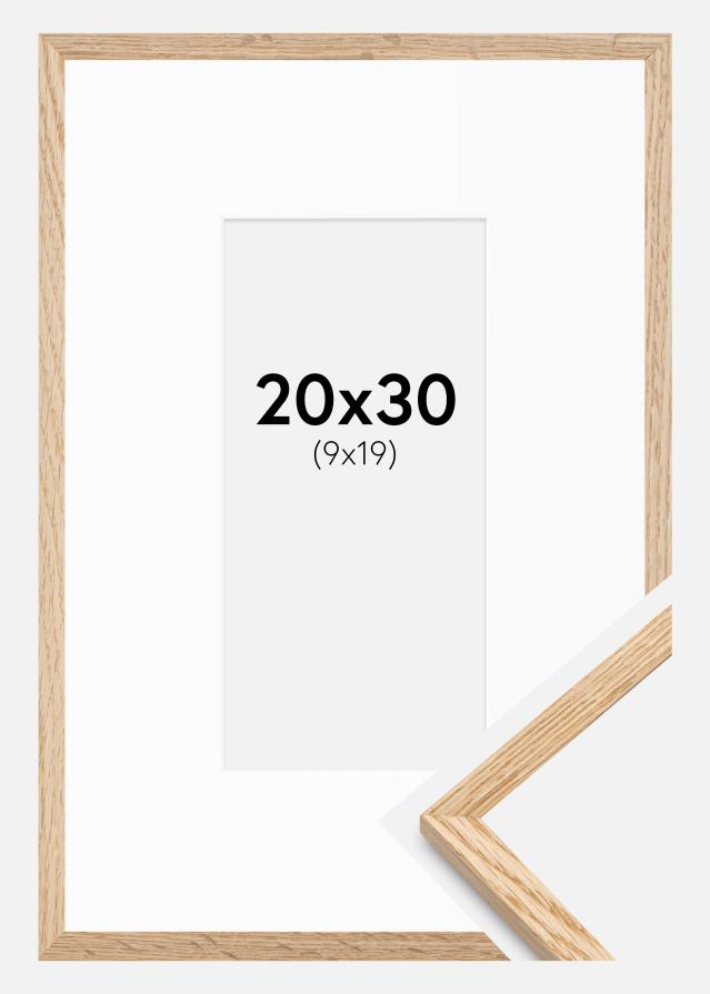 Ram med passepartou Frame Narrow Oak 20x30 cm - Picture Mount White 10x20 cm