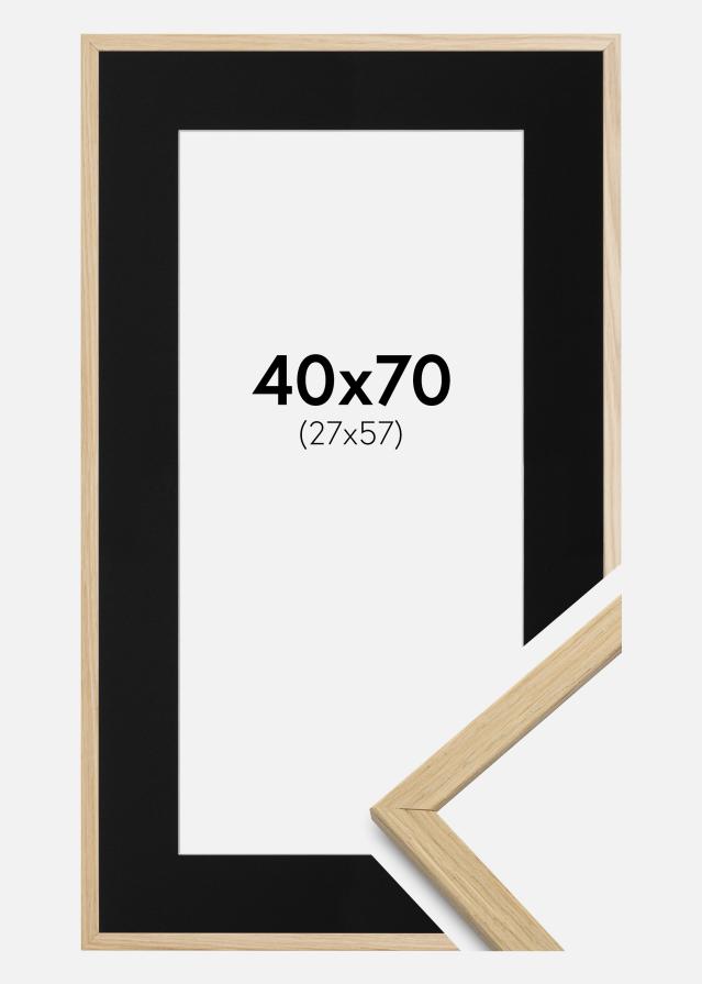 Ram med passepartou Frame Edsbyn Oak 40x70 cm - Picture Mount Black 28x58 cm