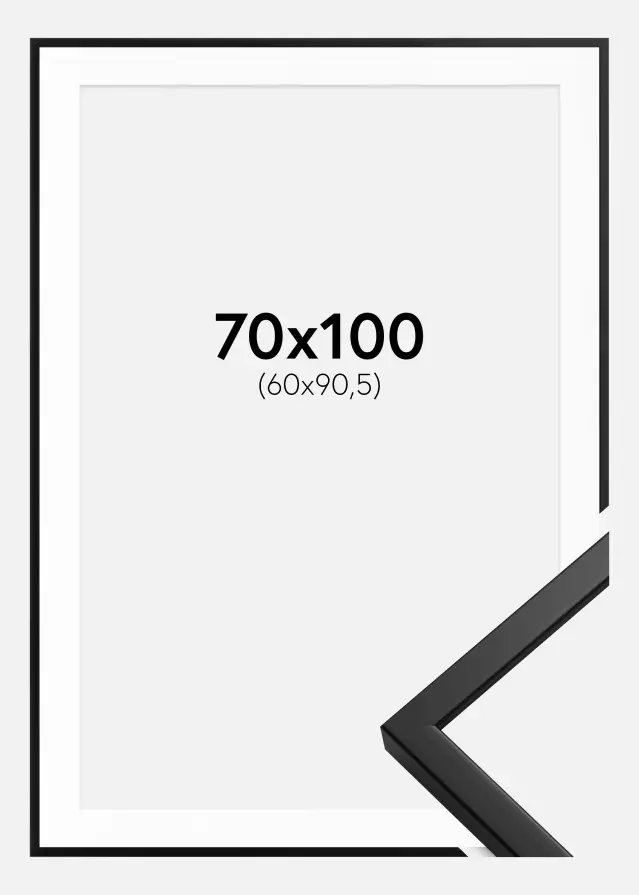Ram med passepartou Frame Oslo Black 70x100 cm - Picture Mount White 61x91.5 cm