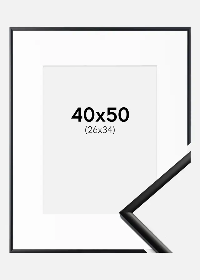 Ram med passepartou Frame New Lifestyle Matt Black 40x50 cm - Picture Mount White 27x35 cm