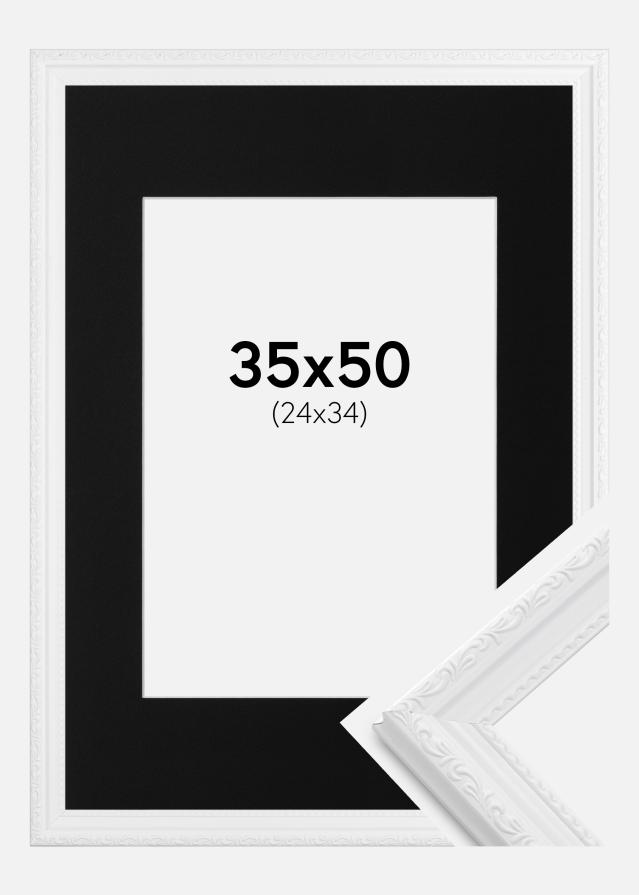 Ram med passepartou Frame Abisko White 35x50 cm - Picture Mount Black 25x35 cm