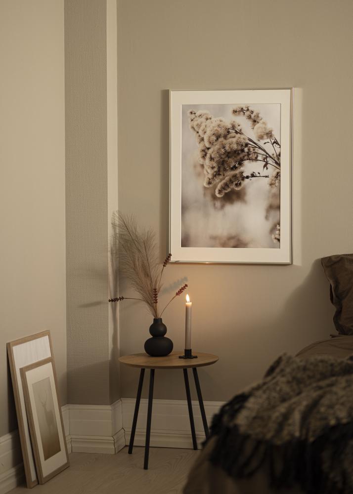 Ram med passepartou Frame Aluminium Shiny Silver 40x50 cm - Picture Mount White 29,7x42 cm (A3)