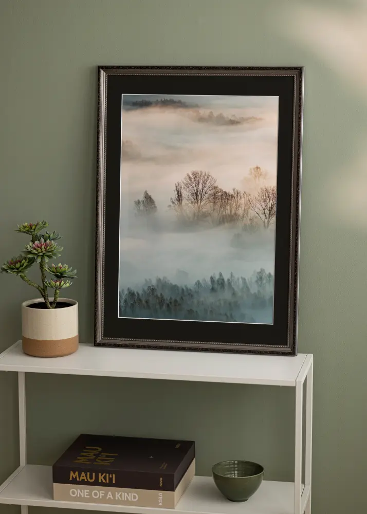 Ram med passepartou Frame Abisko Silver 40x50 cm - Picture Mount Black 30x40 cm