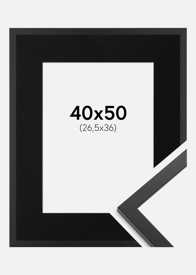 Ram med passepartou Frame Trendy Black 40x50 cm - Picture Mount Black 27.5x37 cm
